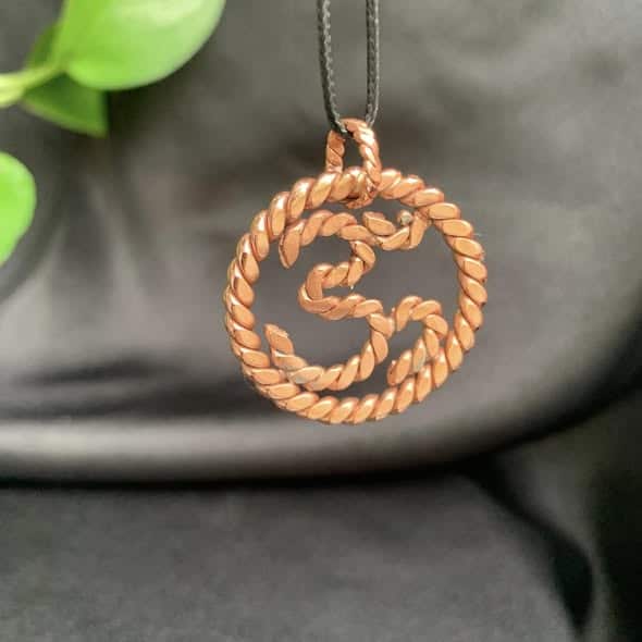 Pure Copper Twisted Om (ॐ) Pendant