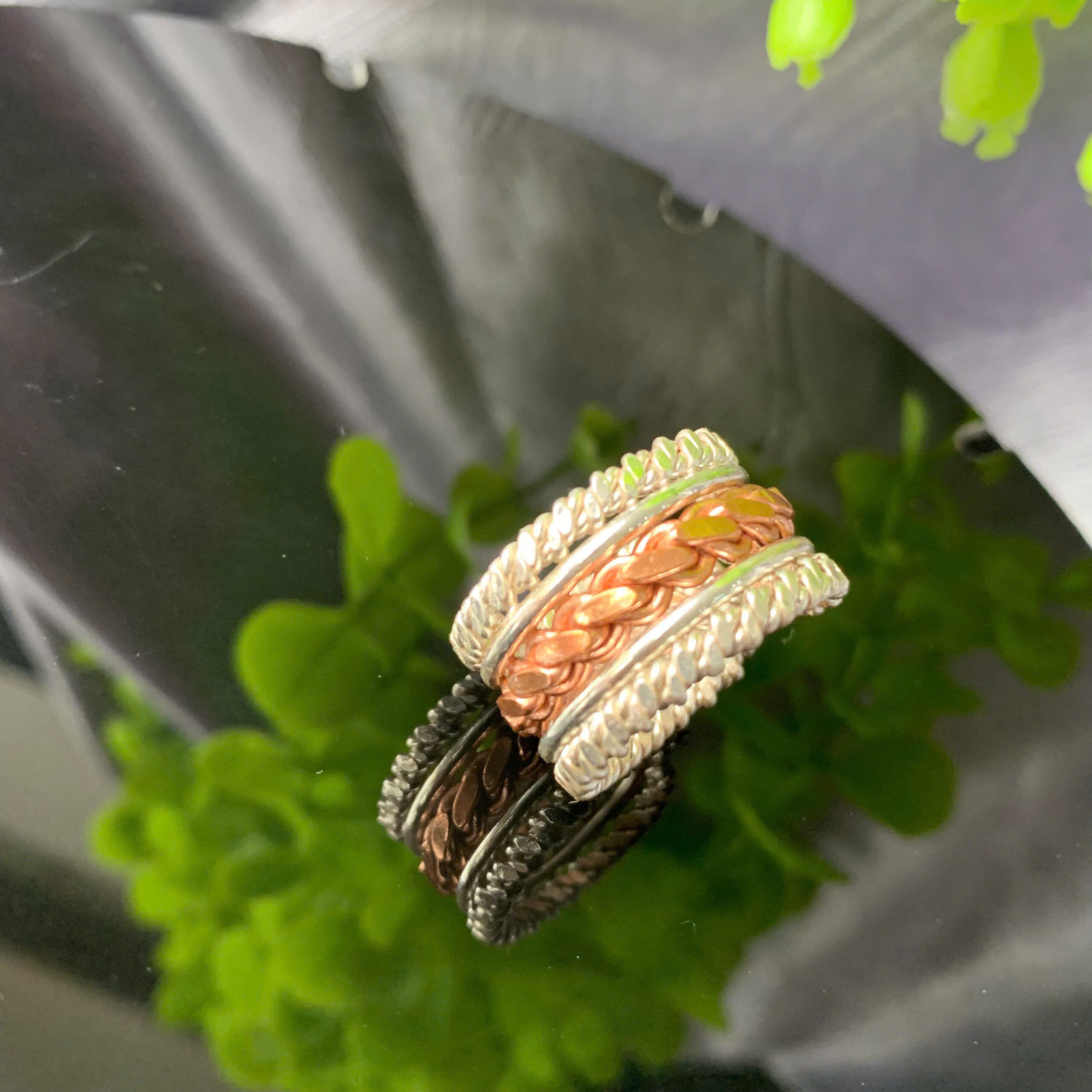 Silver and copper ring with 177 MHz frequency