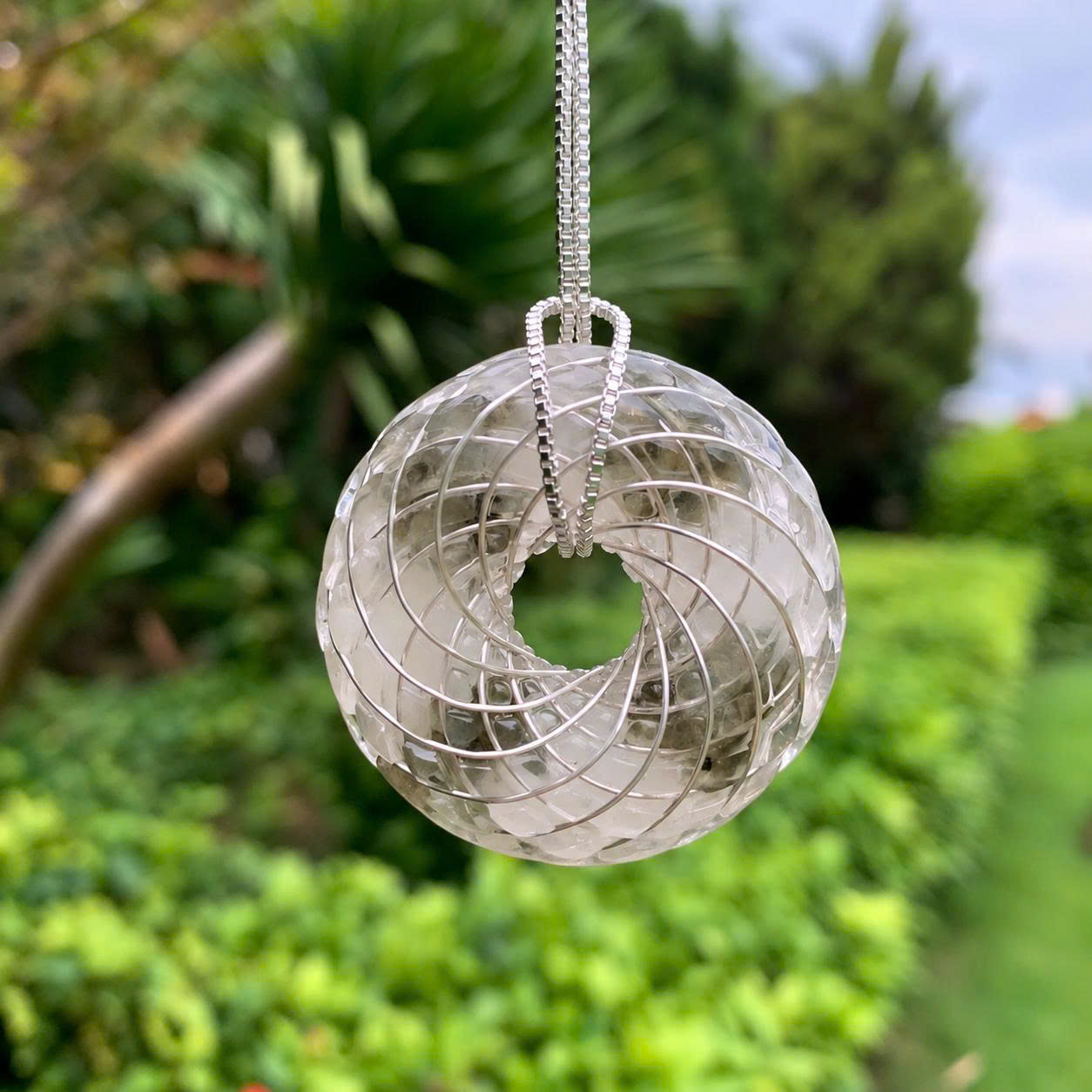 Rodin Coil Torus Pendant Labradorite and White quartz