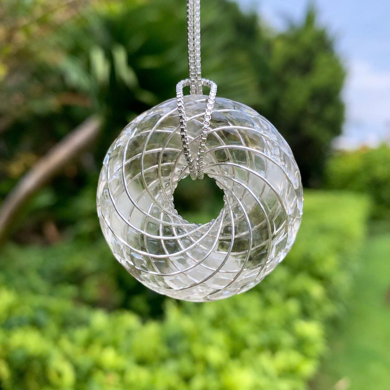 Rodin Coil Torus Pendant Labradorite and White quartz