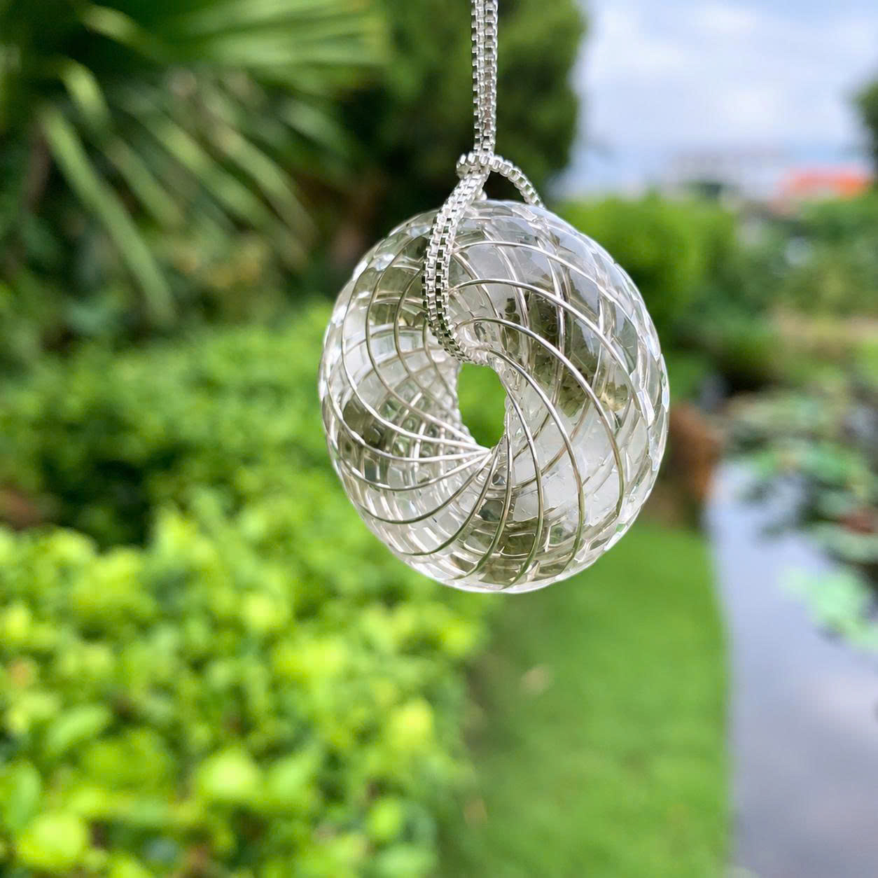Rodin Coil Torus Pendant Labradorite and White quartz