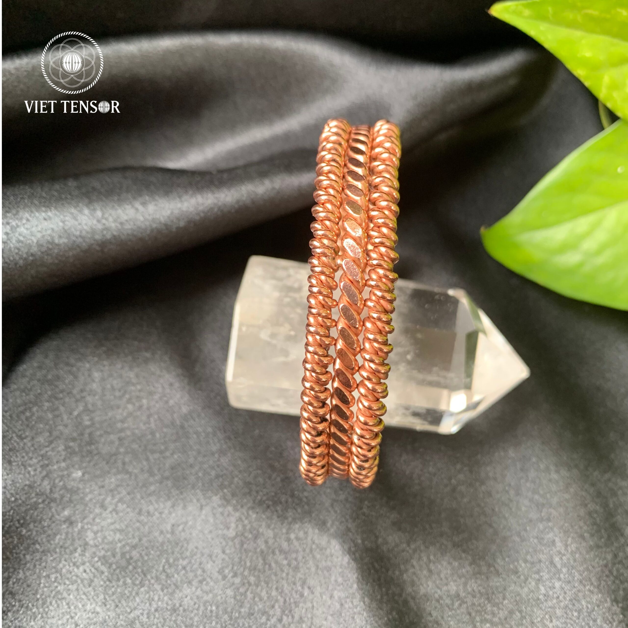 3-Strand Twisted Copper Tensor Ring Bracelet - Handwoven Pure Red Copper Energy Healing Bangle
