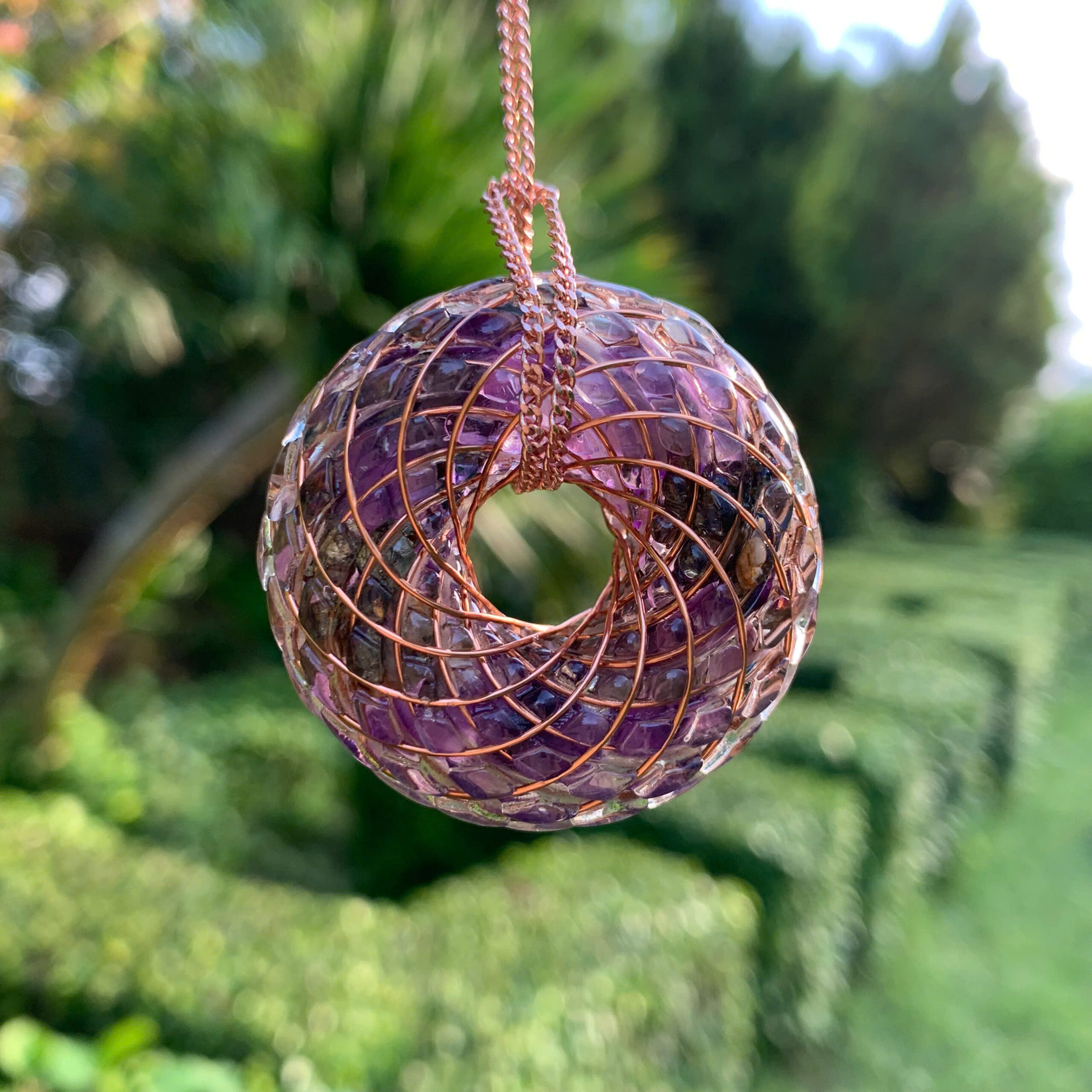 Rodin Coil Torus Pendant – Amethyst, Labradorite
