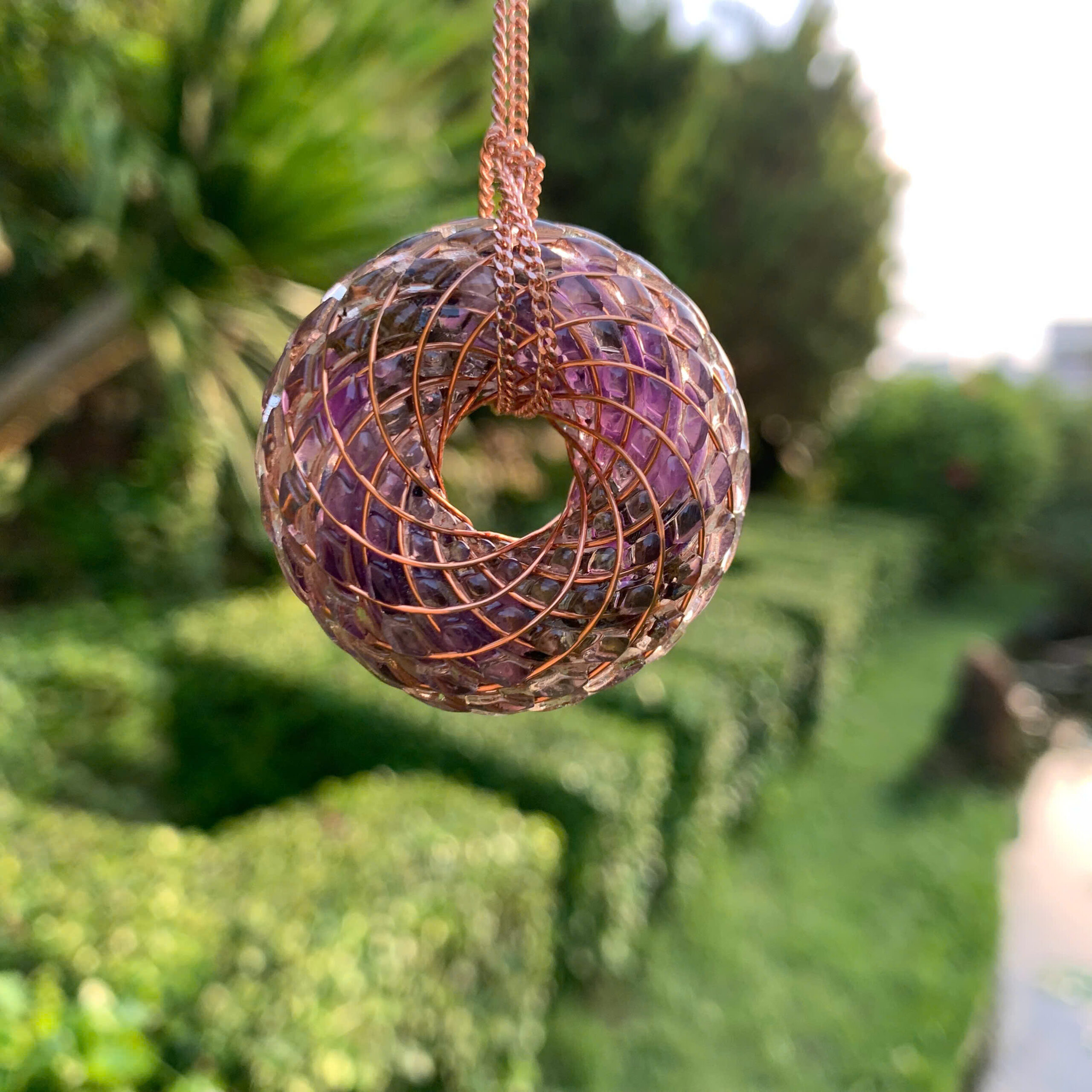 Rodin Coil Torus Pendant – Amethyst, Labradorite