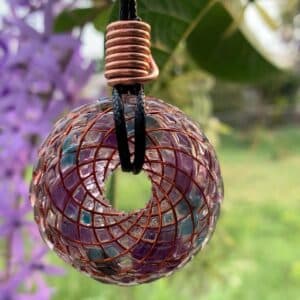 Rodin Coil Torus Pendant – Amethyst, Blue Apatite Orgonite Necklace